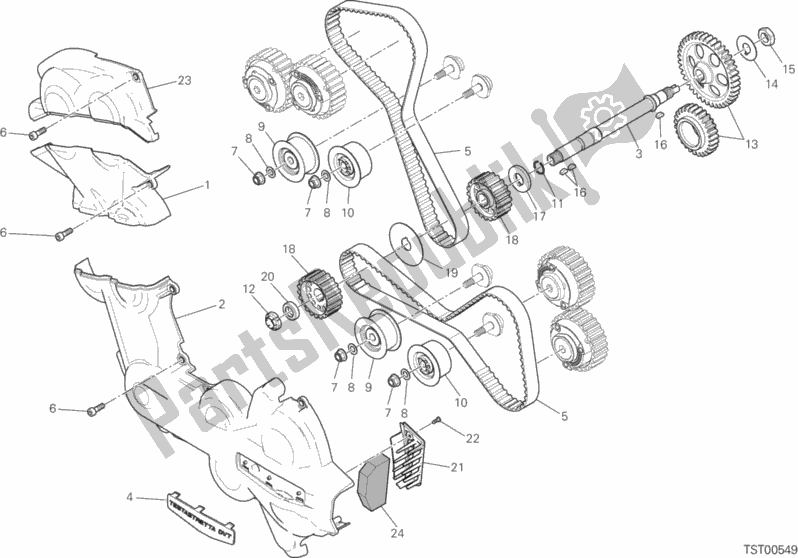 All parts for the Distribuzione of the Ducati Multistrada 1200 S Touring 2015